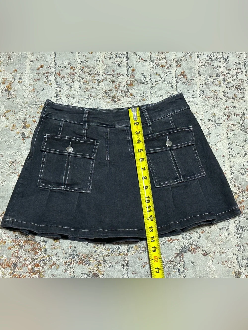 Hot Topic black denim pleated skirt size Large